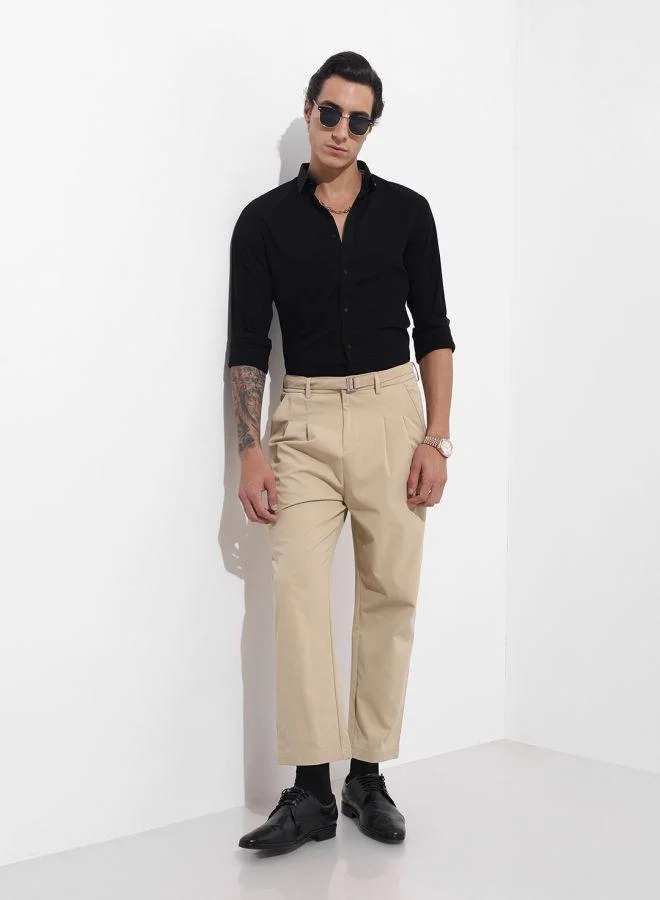 ذا انديان كراج كو Men Relaxed Fit Solid Cross Pocket Mid-Rise Gurkha Trousers